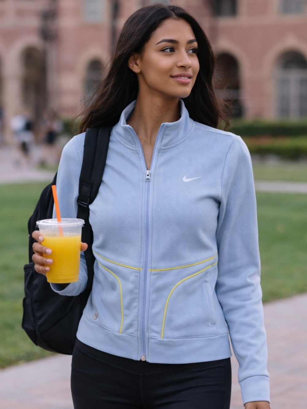 Nike Dri-FIT Zip Jacket Light Blue Vintage  Athleisure Fitted Pockets Travel
